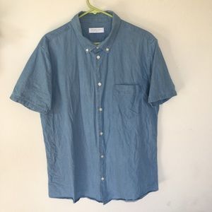 Everlane denim short sleeve button up shirt XL